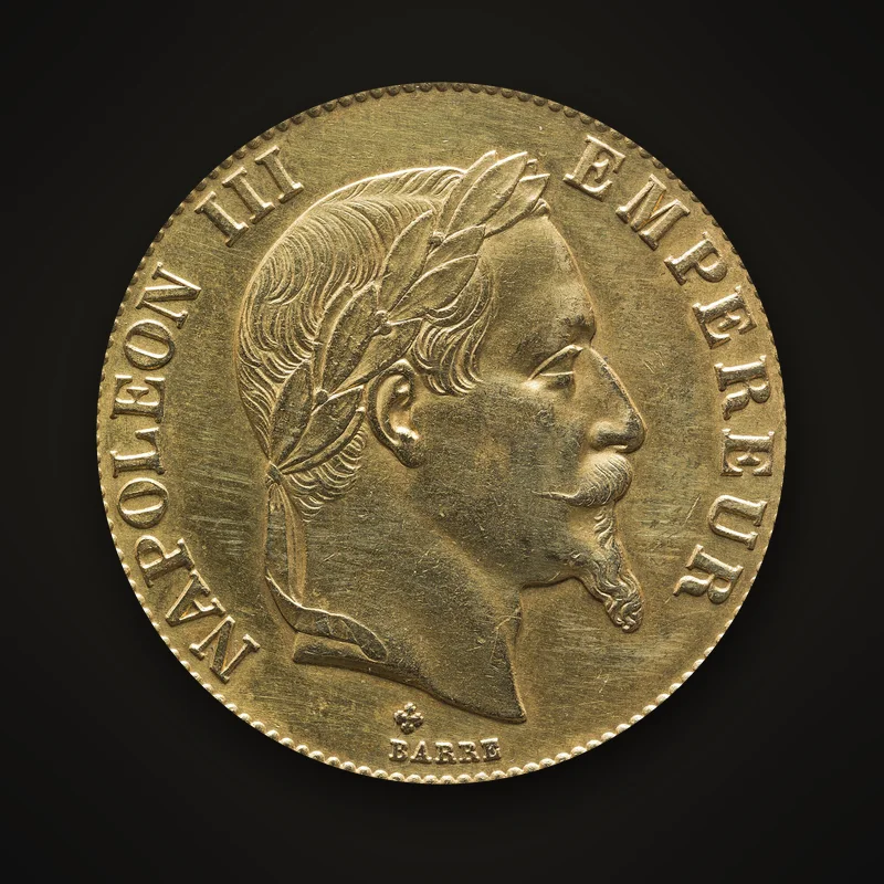 100 francs or Napoléon III tête laurée, 1867, avers
