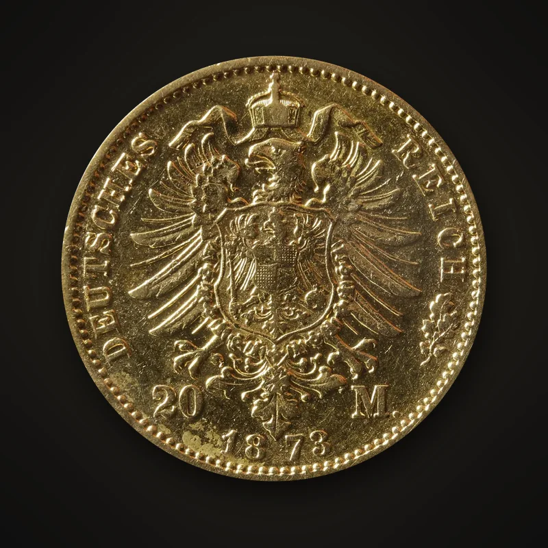 20 Mark Gold 1873, Rückseite mit dem Reichsadler