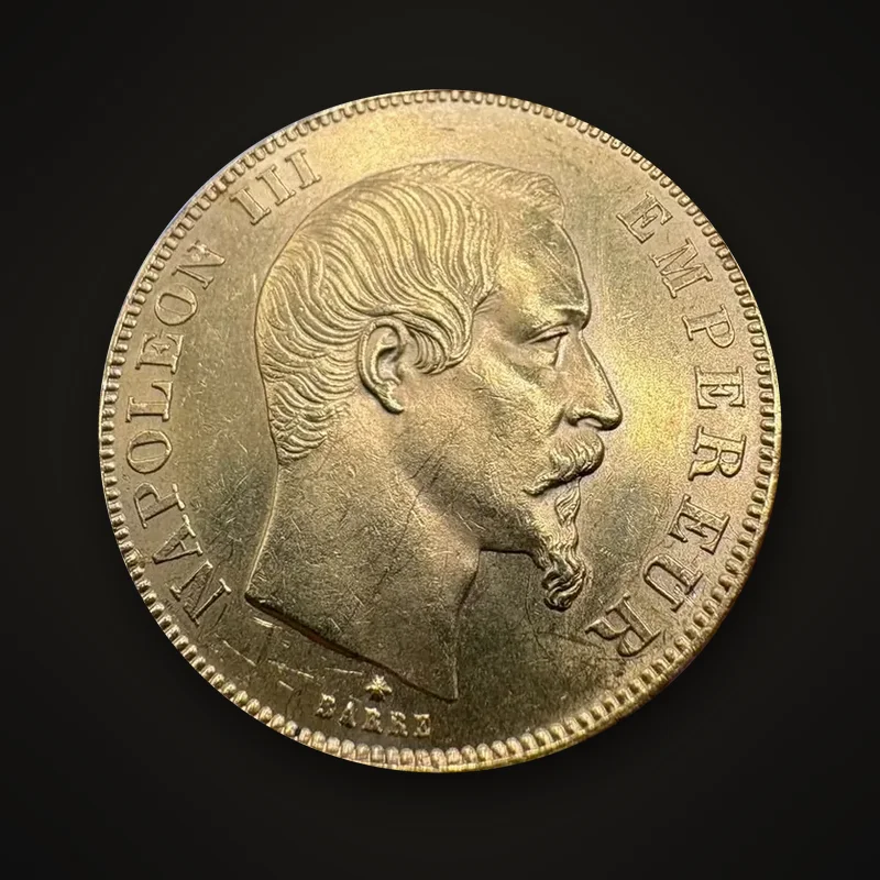 50 francs or Napoléon III tête nue, avers, pièce de la boutique