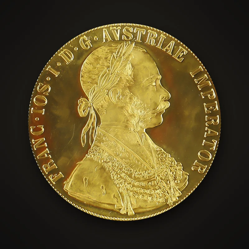 4 Dukaten Gold Österreich 1915 (Nachprägung), Vorderseite: Kopf Franz Josephs mit Lorbeerkranz