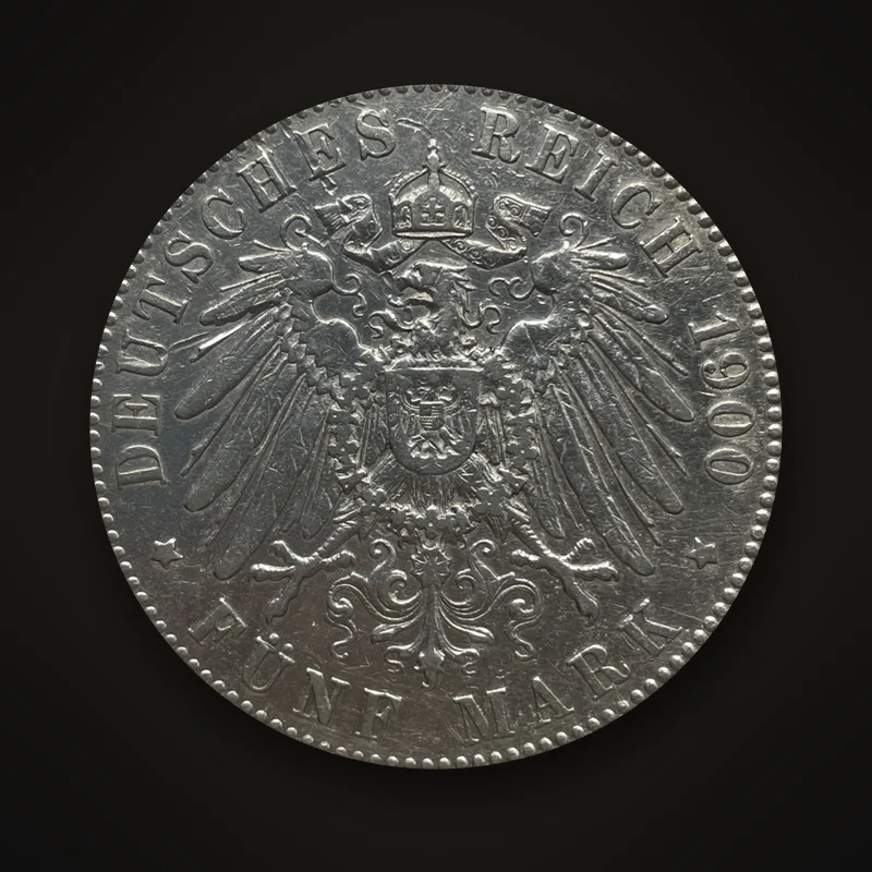 5 Mark des Deutschen Kaiserreichs 1900, Rückseite: gekrönter Reichsadler
